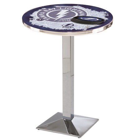 Holland Bar Stool Co 36" Chrome Tampa Bay Lightning Pub Table, 36" dia. Top L217C3636TBLght-D2